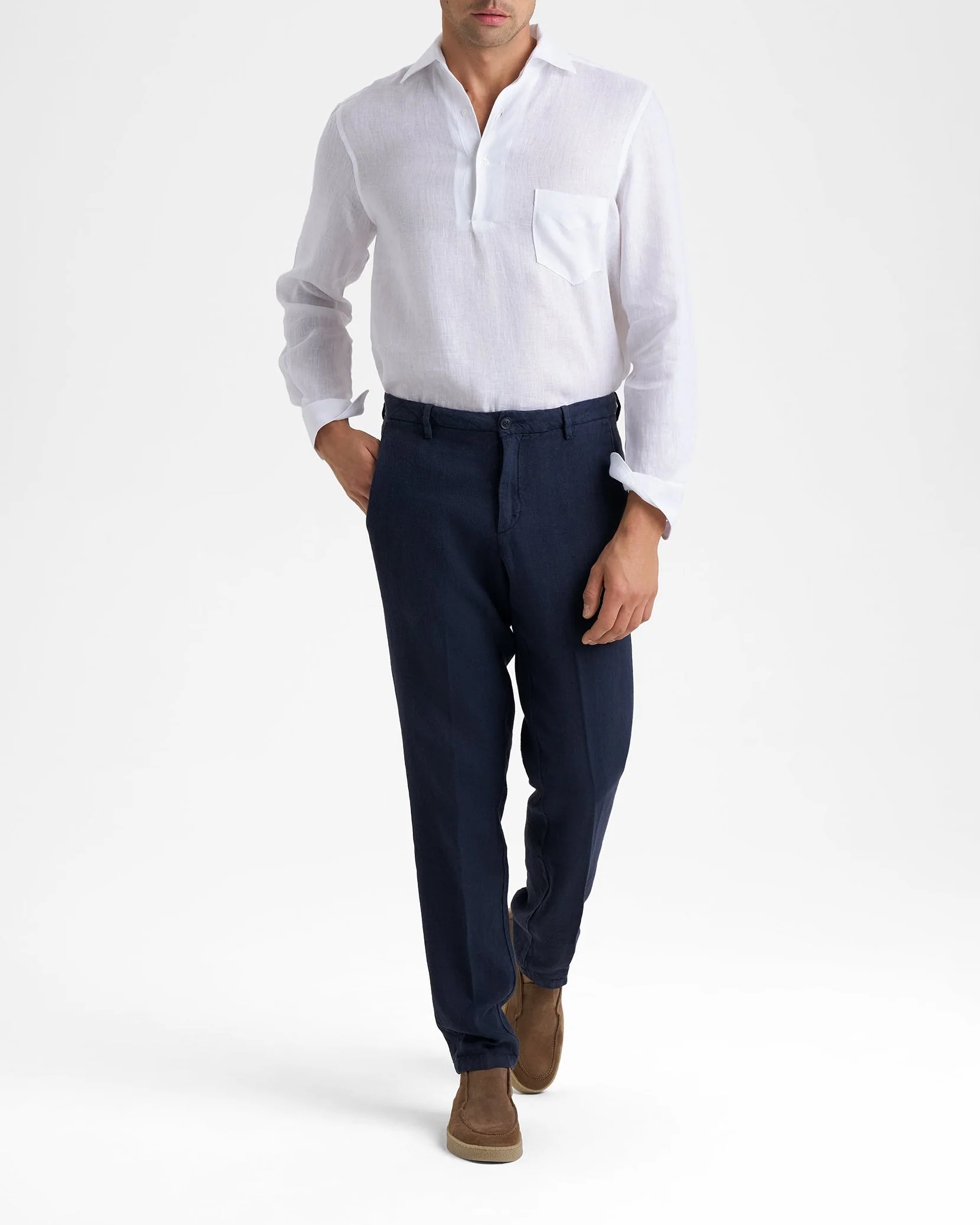 Woven Linen Milano Trousers - L15TY - Night Blue