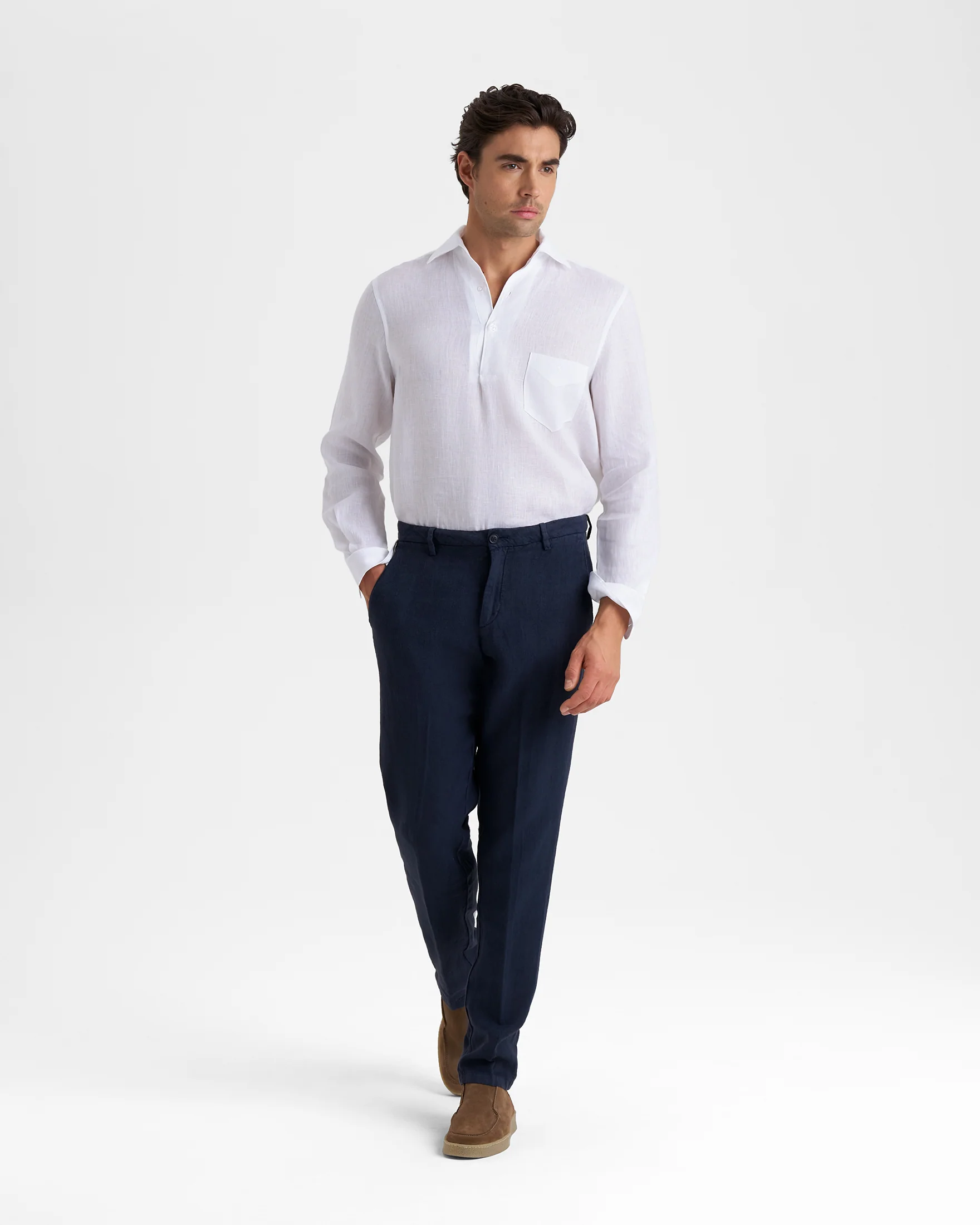 Woven Linen Milano Trousers - L15TY - Night Blue - Image 2