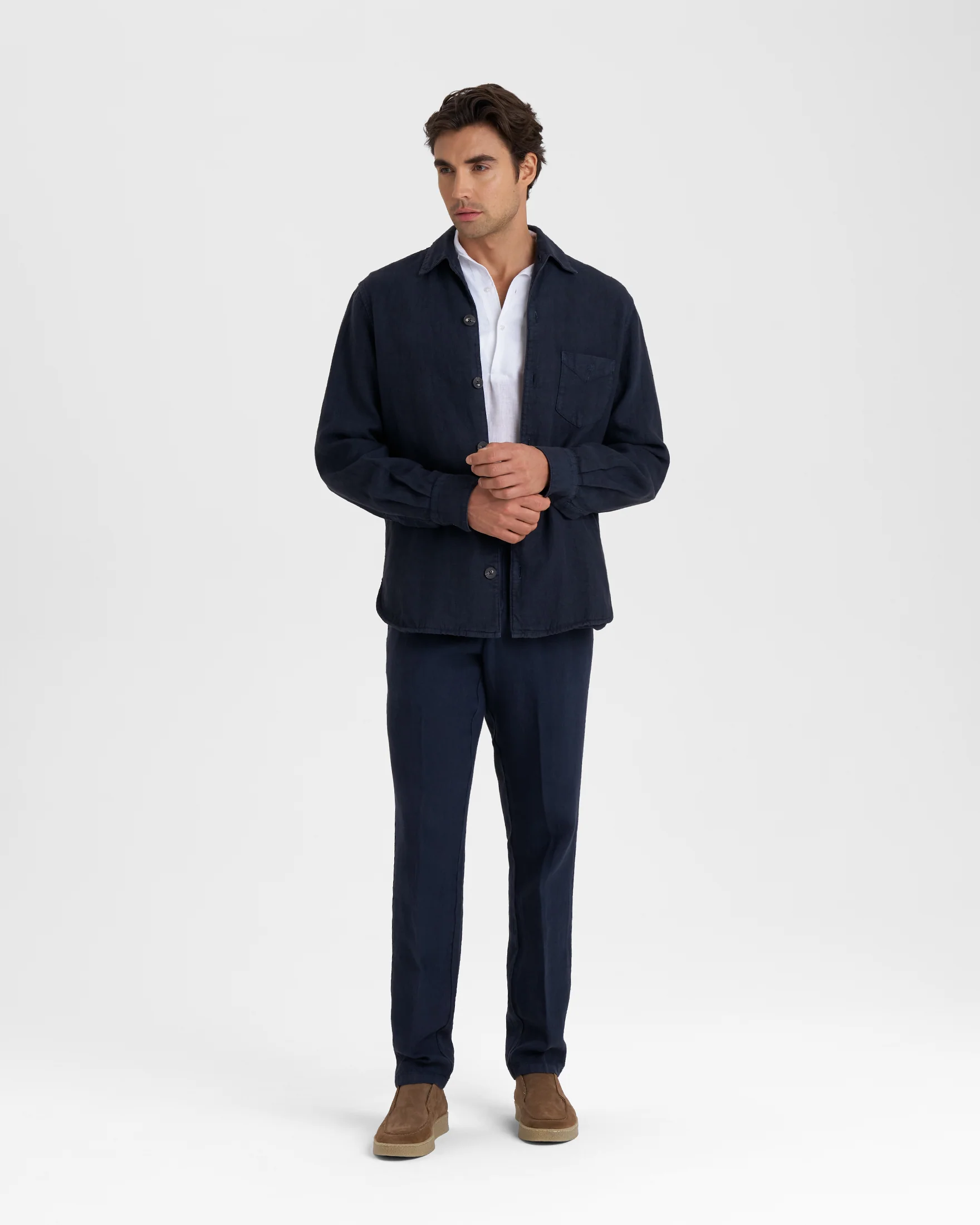 Woven Linen Montauk Overshirt - L15LS - Night Blue - Image 2
