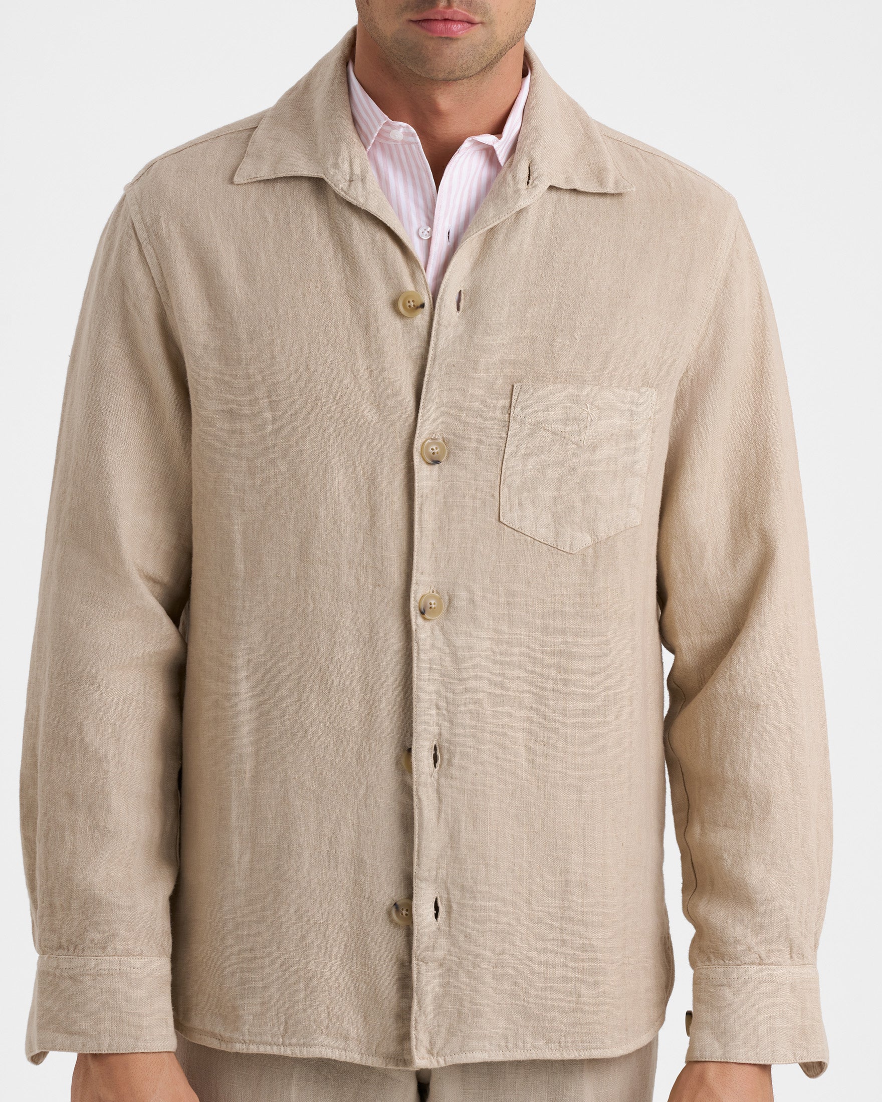 Woven Linen Montauk Overshirt - L32LS - Sand - Image 3