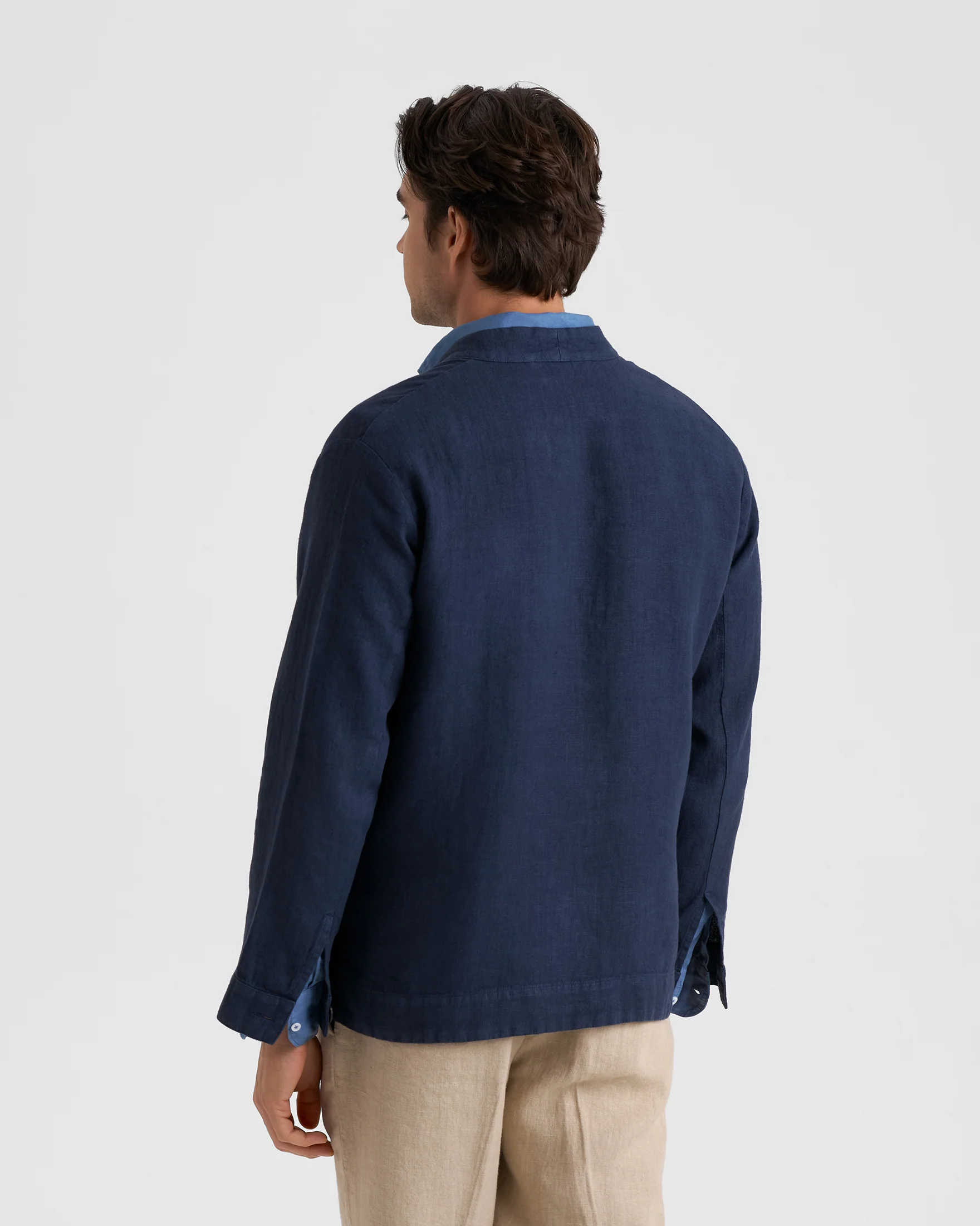 Woven Linen Naoshima Jacket - L15LQ - Night Blue - Image 4