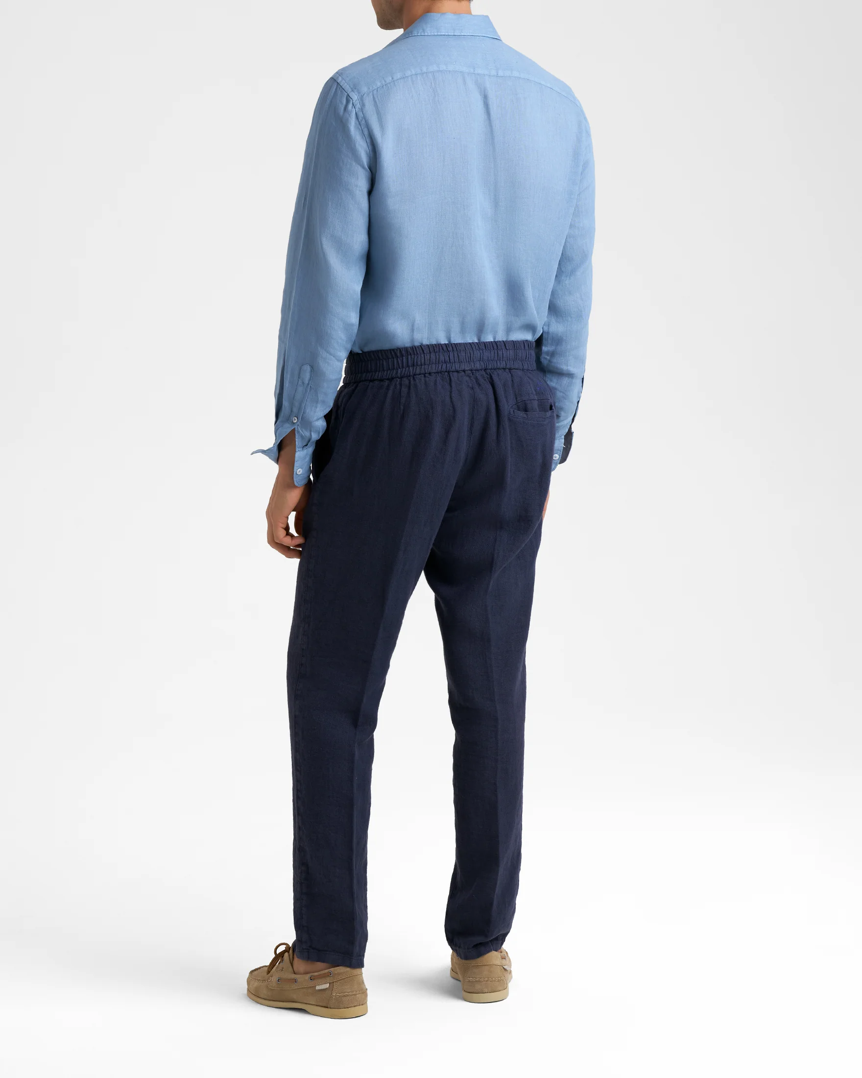 Woven Linen Portofino Trousers - L15MZ - Night Blue - Image 4