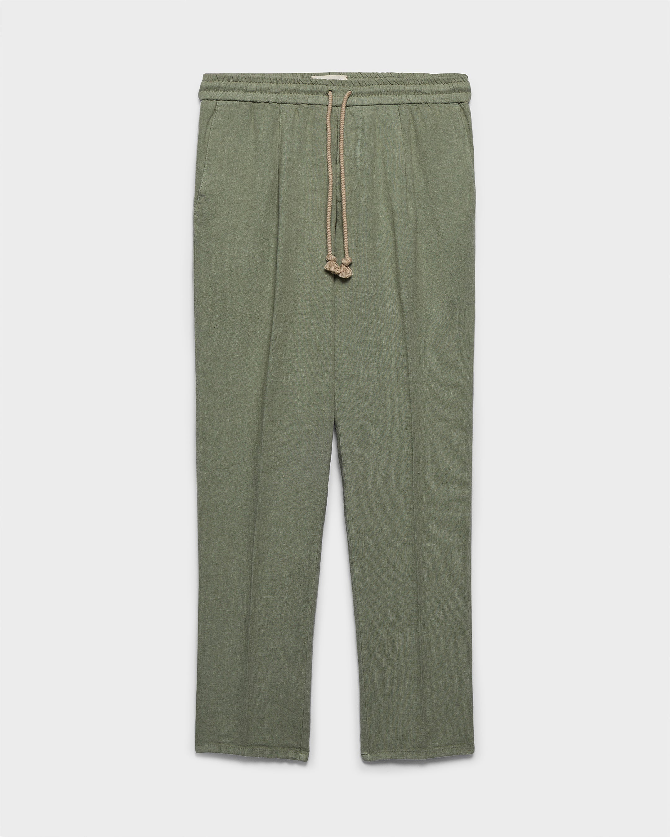 Woven Linen Santa Barbara Trousers - L27VD - Military Green - Image 4