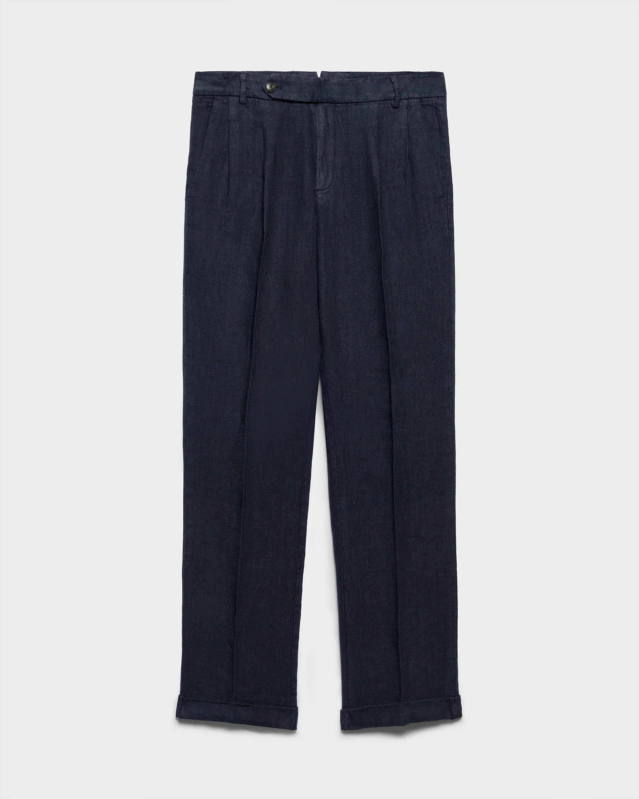Woven Linen Sorrento Trousers - L15LV - Night Blue - Image 5