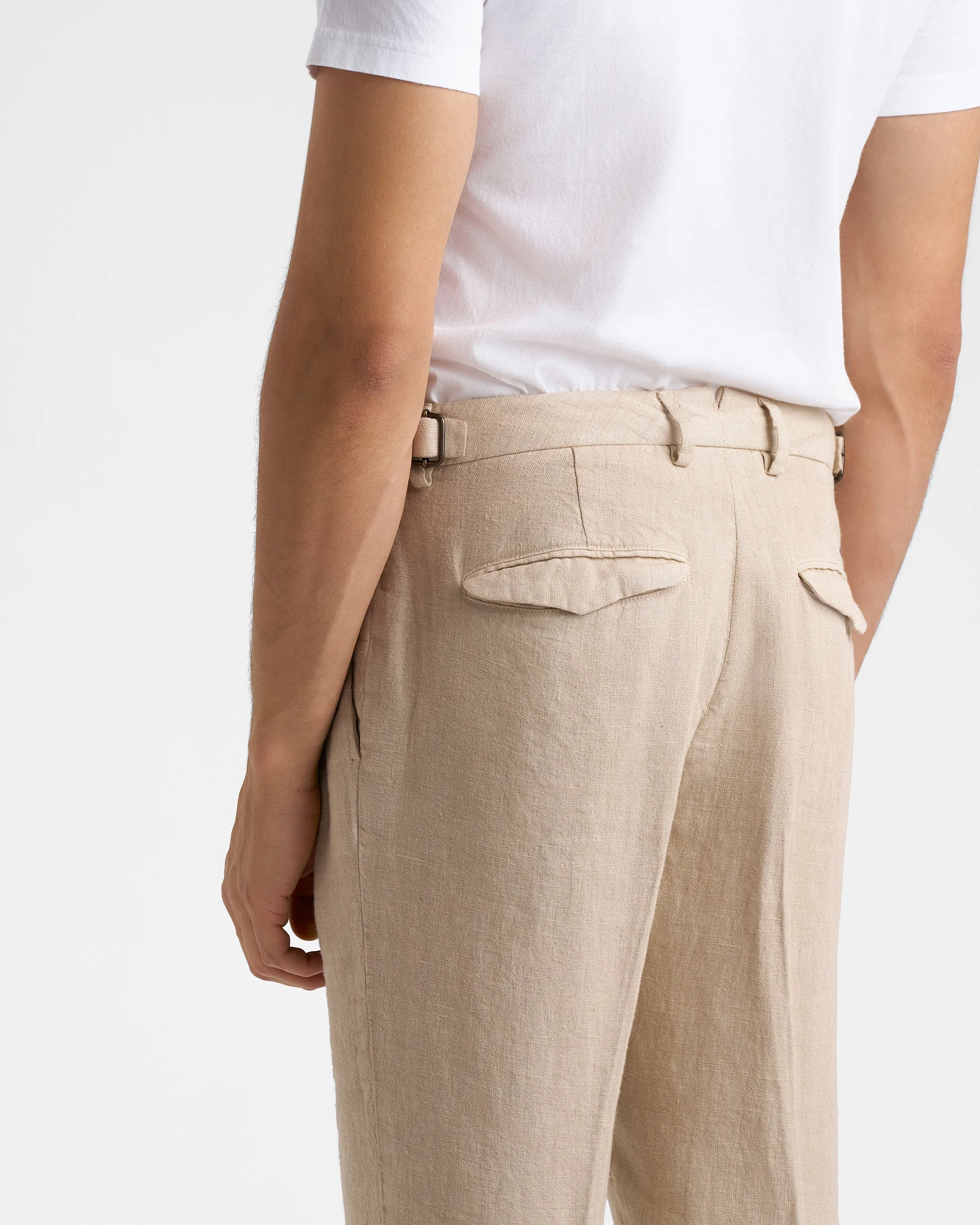 Woven Linen Sorrento Trousers - L32LV - Sand - Image 4